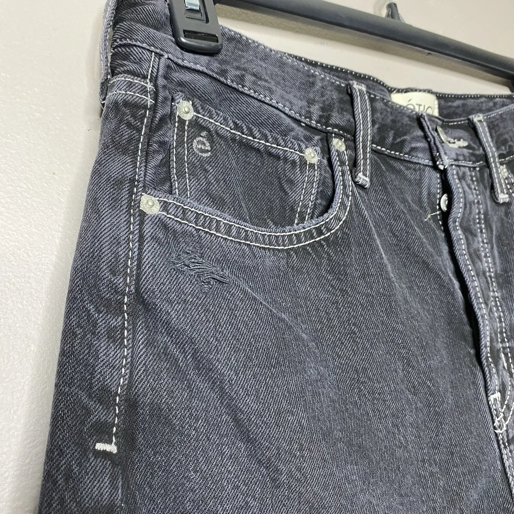 Etica Women Sz 28 Haven Relaxed Button Fly Shorts Cut-off Distressed Black Pearl